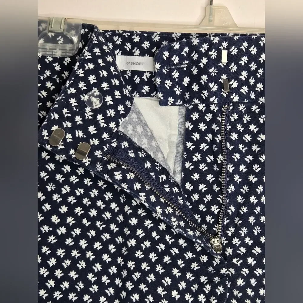 LOFT Womens 6in Short Navy Blue and White Floral Shorts Size 16
